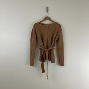 Madewell Tan Pullover Boatneck Tie Waist Knit Sweater Size Small